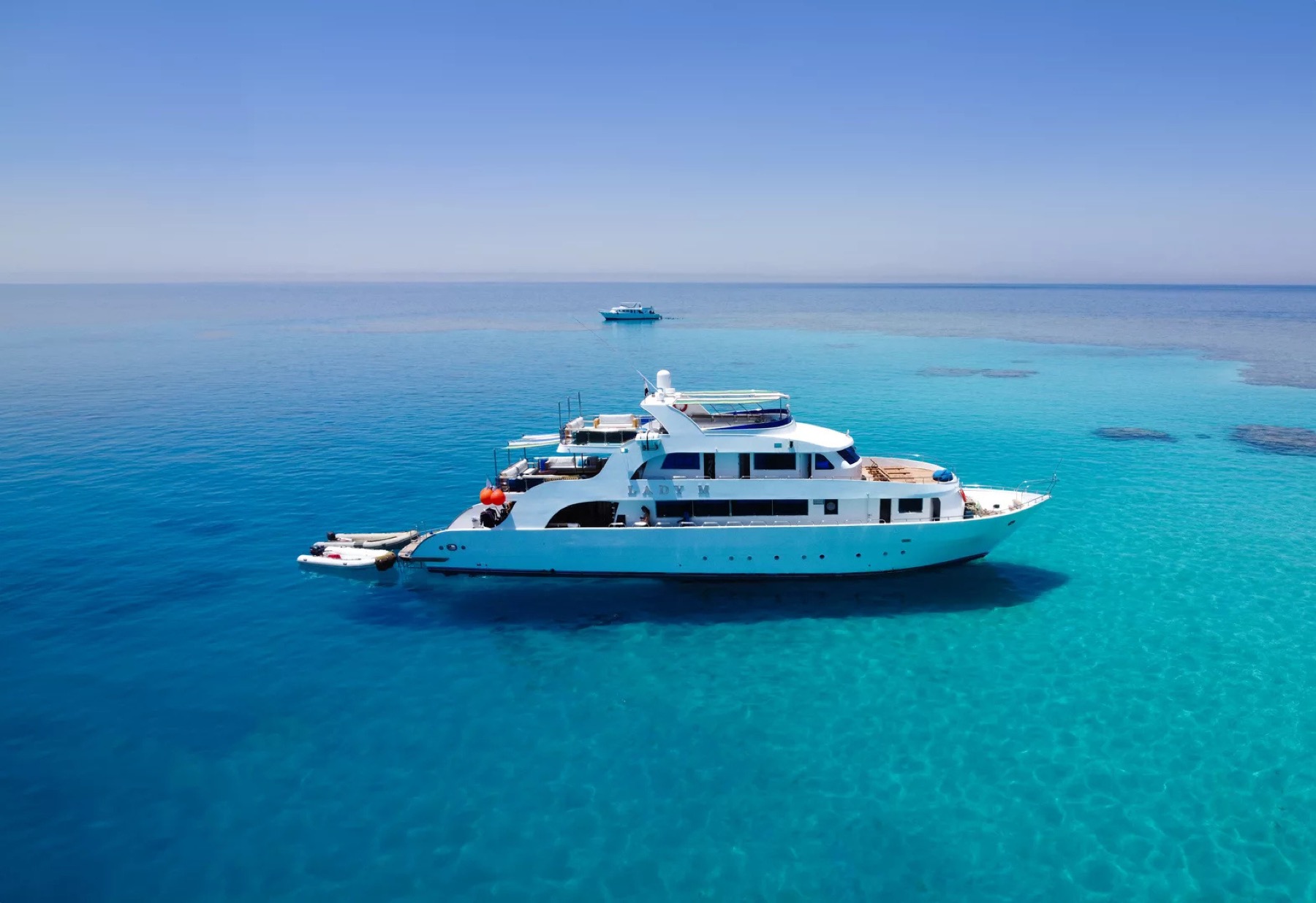Private yacht anchored on the Red Sea